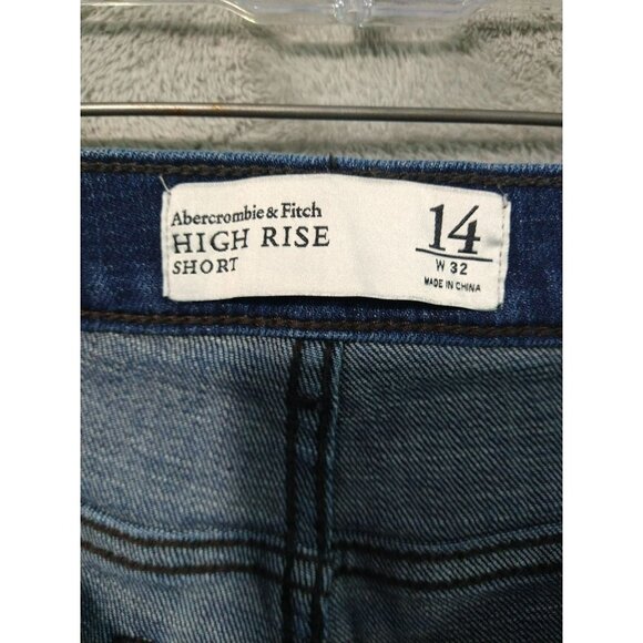 Abercrombie Fitch Shorts Womens 14 Blue Denim High Rise Cut Off Button Fly - Picture 7 of 10